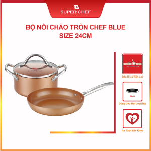 Combo Nồi Chảo Tròn Chống Dính Super Chef Đáy Từ Cao Cấp An Toàn Bền Bỉ Size NC24