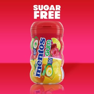 Kẹo cao su không đường SUGARFREE GUM mentos GUM 50 PIECES TROPICAL RED FRUIT LIME vị trái cây nhiệt đới Chanh đỏ 50 viên của Mỹ