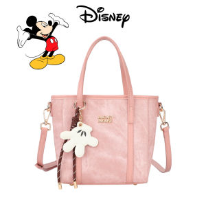Disney Mickey Official Shoulder Bag Pink PU Leather Tote Crossbody Handbag with Cute Glove Charm Small Size