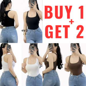 BUY 1 + GET 2 FREE (3PCS) LALIZAH Racerback Double Lining Front and Back Full Length Plain Top Women Womenswear Comfortable Fit Basic Style Everyday
