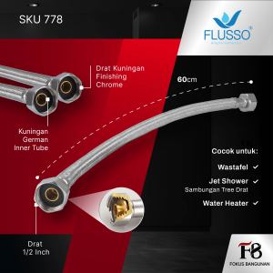 FLUSSO - Selang ANYAM Air PANAS DINGIN Stainless | Selang Water Heater Anyam | 796/797/798/778