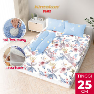 Kintakun DLUXE Sprei Set Sprei Fitted Tinggi 25cm Motif Floral Super King 160x200/180x200/200x200