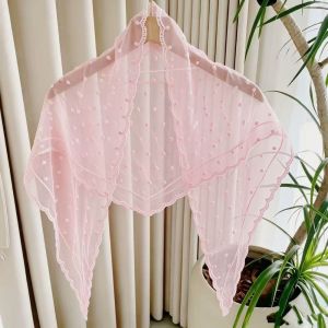 XIJIBAN Ren thêu Khăn tam giác Sheer Chấm bi Khăn trùm đầu Thanh lịch Phong cách đồng quê Khăn choàng Dành cho phụ nữ