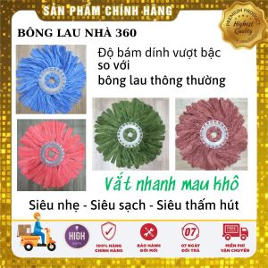 Bông lau nhà 360 độ SỢI VẢI CAO CẤP bông lau nhà thay thế siêu sạch siêu thấm hút cho cây lau nhà mâm tròn(16cm)
