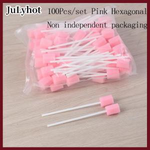 JULYHOT 100pcs Disposable Oral Care Sponge Swab Tooth Cleaning Mouth Swabs With Stick