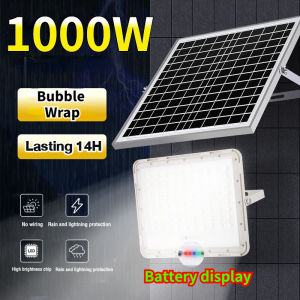 Lampu solar light outdoor lighting 300W 600W 1000W LED spotlight intelligent light sensor IP67 Waterproof remote control