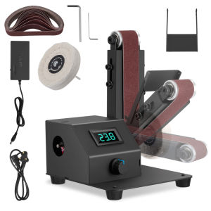 Mini Belt Sander 1.2x15in Belt Bench Grinder 350W Electric Sander With 10pcs Sanding Belts Suitable For Grinding Tools Such As Metal Wood Aluminum Handmade DIY Hobby