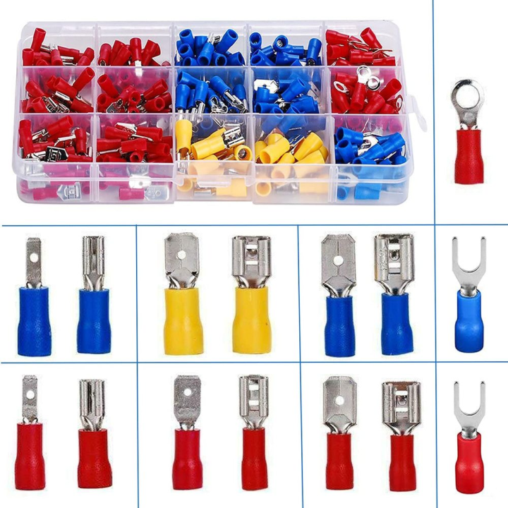 102/280/1200Pcs Cable Lugs Assortment Kit Wire Flat Female and Male ...