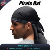 Mens Silk Chemo Beanie Durag Muslim Bandana Pirate Cap Hat Black