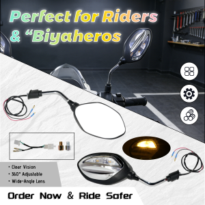 Universal 10mm Motorcycle Rearview Side Mirrors with LED Turn Signal Lights Indicator Black For Honda Suzuki Yamaha D