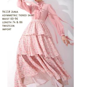 [Basica Moda] 9411 Rok Asymmetric Wanita Junia Twistcone Import (HANYA ROK SAJA)