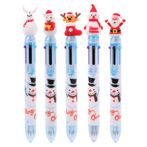 【Free Shipping】ของขวัญเครื่องเขียนสำหรับเด็กลายซานตาคลอสปากกามาร์กเกอร์6สีปากกาลูกลื่นลายคริสต์มาสน่ารักหลากสี