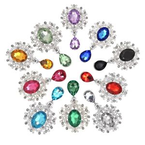 NOBLELUX 10Pcs DIY Crafts Rhinestone Alloy Brooch Accessories Sparkling Crystal 4.62.4cm Alloy Acrylic Water Drop Pendant Creative Silver Flat Back Crystal Brooch Wedding Decor
