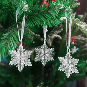6Pcs Transparent Acrylic Pendants for Christmas Tree Decoration Crystal Ice Picks Snowflakes Angel Reindeer Ornaments Home New Year Party Supplies