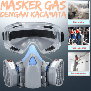 (TREENDY) Masker Gas Respirator Half Face Industrial Anti Debu Polusi dan Gas Beracun Dual Filter