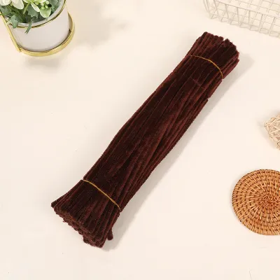 100pcs Colorful Dense Fuzzy Wire Pipe Cleaner Craft Flower Chenille Stem Childrens Handmade DIY Ingredients Wool Strip Macaron Handmade Toy
