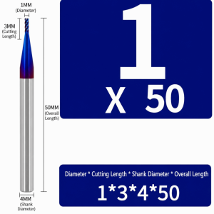 ZFZDR0LH HRC65 Carbide End Mill Tungsten Steel 4 Flutes CNC Cutting Tools Durable Blue Coating Milling Cutter