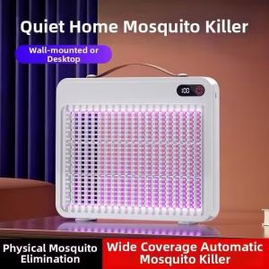 USB Rechargeable Electric Mosquito Killer Lamp Indoor/Outdoor Wall-Mounted Silent Electric Shock Mosquito Catcher for Home/Farm/Restaurant