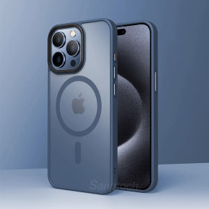 Sanptoch For Luxury Magsafe Phone Case For iPhone 16 / 15 Pro Max Translucent Matte Back with Soft Silicone Edge Cover For iPhone 16 Plus Military Grade Shockproof Casing