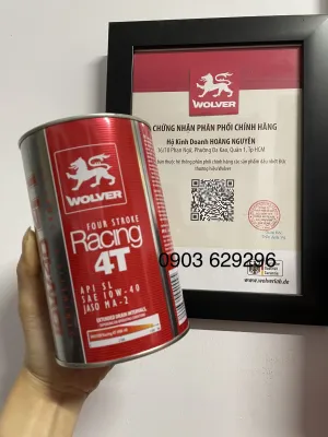 Dầu nhớt tổng hợp 1 lít WOLVER RACING 4T 10W40 nhập khẩu sản xuất Đức SL MA2 MB giúp tiết kiệm nhiên liệu tối đa (lon nguyên)