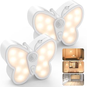 New intelligent motion sensing LED butterfly night light creative butterfly shaped C-shaped rechargeable night light suitable for wiring free cabinet lights bedroom lights wardrobe lights staircase lights