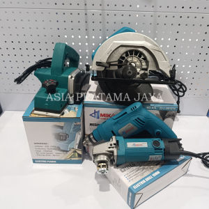 PROMO PAKET TUKANG 6 ITEM !!!! MESIN SERUT KAYU + CIRCULAR SAW + BOR 10MM VARIABLE + GERINDA 4 INCH + MESIN PROFIL/TRIMER KAYU + MESIN JIGSAW ORIGINAL TERJAMIN BERKUALITAS UNTUK SEMUA KEPERLUAN PERTUKANGAN / TUKANG KAYU MAUPUN LAINYA