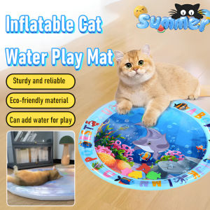 Inflatable Cat Water Play Mat Cat Water Mat Pet Summer Cooling Water Pad Interactive Sensory Cat Toy Durable Kitten Activity Mat Indoor Outdoor
