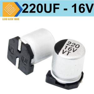 Tụ nhôm dán 220uf16v chân dán SMD Electrolytic Capacitor( 5 con)