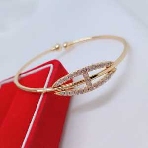 Gelang Fleksibel Wanita Berlapis Emas Anti Luntur Anti Karat