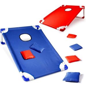 BEIBEI Throwing Cornhole Set Red Blue Family Gathering Cornhole Game Board BBQ Camping Sandbag Bean Bags Game Yard Beach