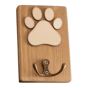 OEUVR Handmade Dog Paw Wall Hook Personalized Wooden Paw Print Hanger Unique Rustic Dog Lead Holder Home Organization