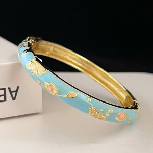LEKGAVD Double Bangle Chinese Cloisonne Bracelet Enamel Traditional Peony Filigree Flower Bangle Handicraft Vintage Womens Hand Bracelet Gifts for Women Girl