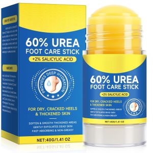 Sản phẩm chăm sóc da chân chứa 60% Urea và 2% Axit Salicylic dạng kem dưỡng ẩm giúp làm mềm và cấp ẩm cho da khô nứt nẻ ở bàn chân đầu gối khuỷu tay và bàn tay đồng thời loại bỏ tế bào chết và làm mềm da - dung tích 141oz.