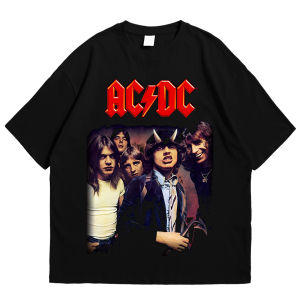 Baju Kaos Regular Band Musik ACDC 20 Classic Rock And Roll T-shirt Pria Wanita  Cotton Combed Black 24s