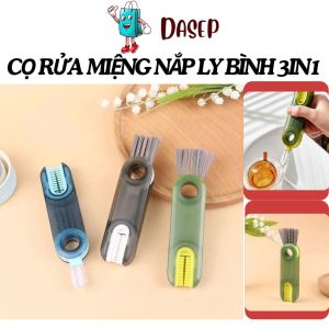 Cọ Rửa Miệng Nắp Ly Bình 3in1 Siêu Tiện Dụng - Dụng Cụ Vệ Sinh Miệng Rãnh Cốc - Bình Sữa - Bình Nước 3 Đầu Xoay Đa Năng ( Tặng Kèm Móc Treo ) DASEP