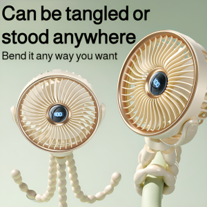 Outdoor Portable Stroller Mini Octopus Handheld Fan Stroller Digital Portable Electric Fan