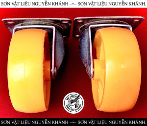 Bánh Xe Đẩy Màu Vàng( không khóa) Có Đế Xoay 360 Độ – Bánh Xe PU Cho Xe Đẩy Hàng Kệ Tủ Bàn Thiết Bị