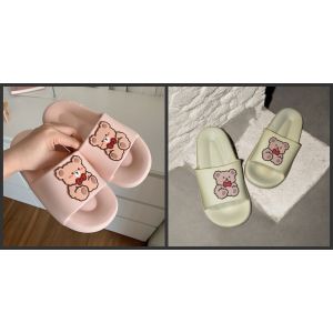 ( Buy 1 Take 1 ) Korean Womens Summer Simple Home Flat Slippers Fashion Cartoon Slippers(Bear)