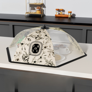 ฝาครอบอาหาร ร่มพับ ฝาครอบผั ก ันฝุ่น สายคล้องมือ การออกแบบการยก ขยายขนาด ผู้ใหญ่ เปิดและปิดในหนึ่งวินาที