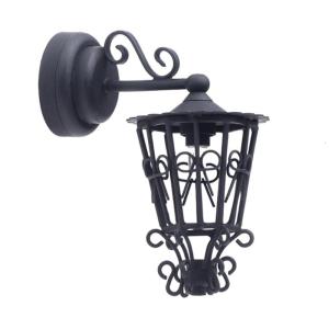 Miniature Hollowed Wall Sconce 1/12 Black Metal Wall Lamp for Dollhouses Living Room Hallway Garden Scene Decoration