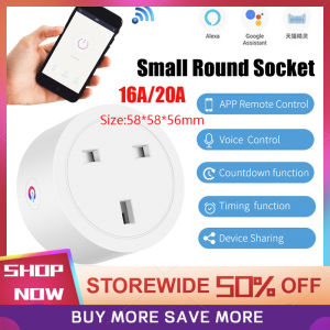 Wifi Smart Socket 16A/20A Smart Wifi Plug Tuya WiFi Socket Adaptor Outlet Smart Life APP Voice Timer Google Home Amazon Alexa Light Wall Power Monitor Tmall Genie Xiaodu Xiaoai UK Plug