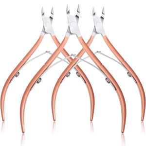 Mudder 3 Pack Rainbow Cuticle Nippers Stainless Steel Pointed Blade    Professional Nail Pliers Mani Pedi Tool Dead Skin Remover for Fingernails Toenails Precision Cuticle Trimmer
