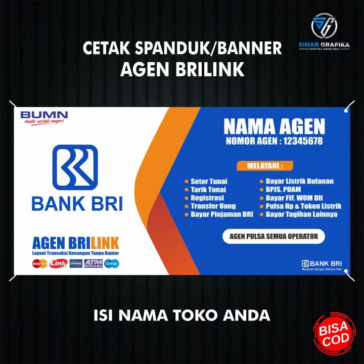 SPANDUK AGEN BRILINK / BANNER AGEN BRILINK / SPANDUK BANNER TARIK TUNAI ...