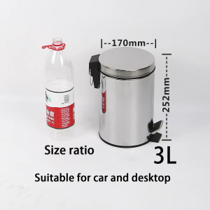 Stainless steel pedal trash can with plastic bucket inside