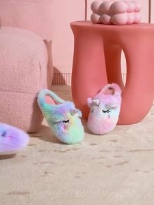 WomenS Slippers Ins Cute Ice Cream Color Unicorn Plush Home Indoor Floor Autumn And Winter Cotton Slippers