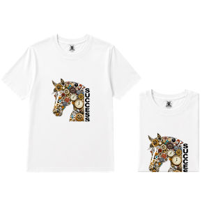 Womens Plus Size Steampunk Horse Graphic T-Shirt Oversized Casual Top OM291