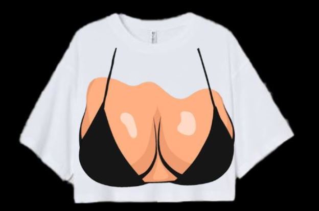 Hot Sexy Summer Beach time Print Sleeved Croptop Loose T-shirt Tees  Animation for Teens Girls Ladies Woman Fashion Trendy Clothes Casual Boobs  Cleavage Naked