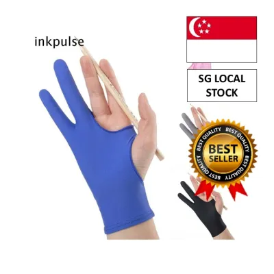 [SG 🚚] Tablet Drawing Glove 3 Sizes Black Blue Grey Pink Anti-fouling Painting Glove