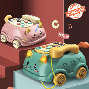 Baby Toys Musical Toys for Kids Car Cartoon Telephone with Call Piano Music and Light Early Learning Educational Toys for Infant Baby Toddlers