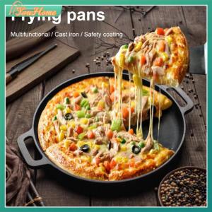 【Fast Delivery】30cm Cast Iron Skillet Pan with Dual Handles Round Griddle For Crepes And Pizza BBQ Camping Fry Pan Cookware Fry Pan【Arrive 1-3 Days】